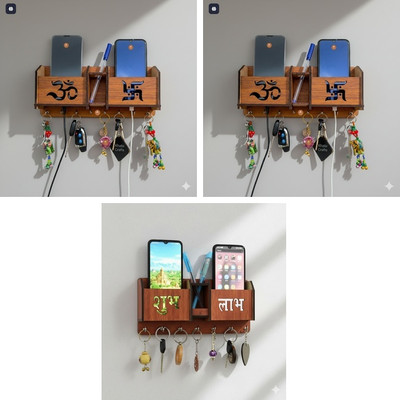 Z cross KEY HOLDER116 Wood Key Holder(7 Hooks, Brown)
