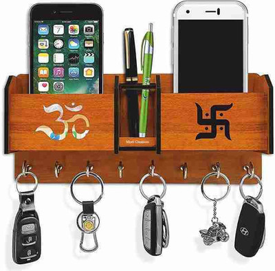 Dheeraj Creation Keyholder Wood Key Holder(7 Hooks, Brown)