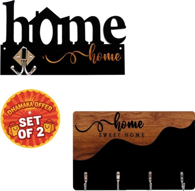 Canvibe KEY HOLDER4(1000) Wood Key Holder(4 Hooks, Brown)