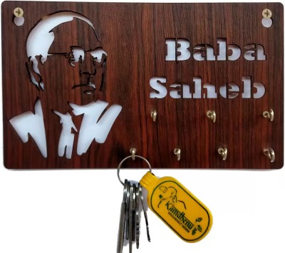 Phonedda Baba Saheb Pack of 2 Wood Key Holder(7 Hooks, Brown)