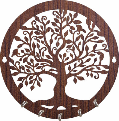 Advertising YaArt Key Holder For Home Decor And Office Decor, Key Stand For Keys Wood Key Holder Wood Key Holder(6 Hooks, Brown)