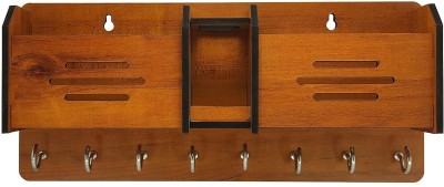DALUCI Multipurpose Designer Key Holder / Mobile Holder Phone Stand / Key Stand Wood Key Holder(8 Hooks, Multicolor)