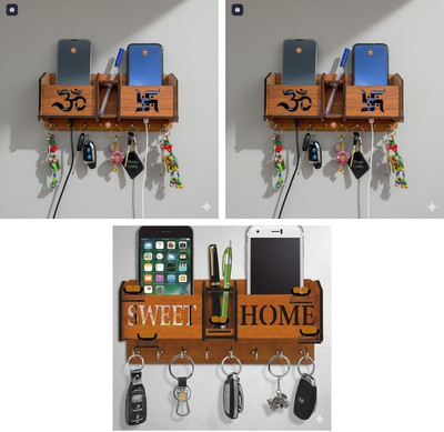 Z cross KEY HOLDER127 Wood Key Holder(7 Hooks, Brown)