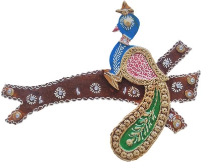 JaipurCrafts Decorative Peacock Sitting On Tree Wood Key Holder(3 Hooks, Multicolor)