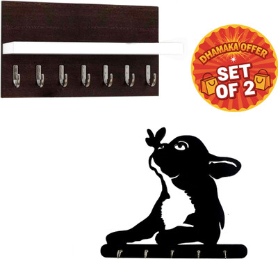Canvibe KEY HOLDER140(1200) Wood Key Holder(4 Hooks, Brown)