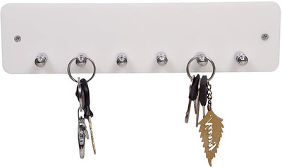 Spacekeeper Acrylic Key Holder/6 Hook Key Stand/Multipurpose/Cloths Holder/Towels Holder Acrylic Key Holder(6 Hooks, White)