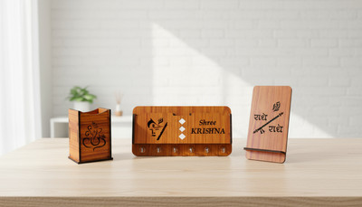Sakha Sai Modern Wooden Key Holder & Key Hanger for Home & Office Décor Wood Key Holder(6 Hooks, Brown)