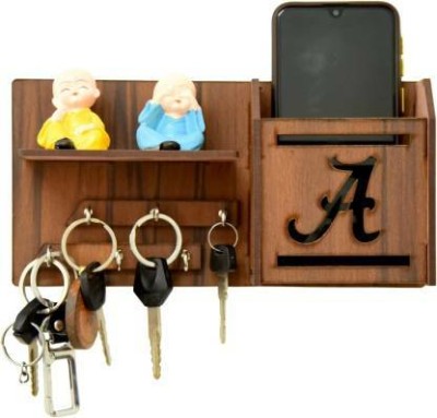 nayan 1 pocket with pen stand holder for home office bedroom Design140 Wood Key Holder(6 Hooks, Brown)