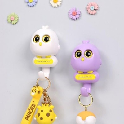 keraliya brother WallHooks-Cat Plastic Key Holder(1 Hooks, White, Purple)