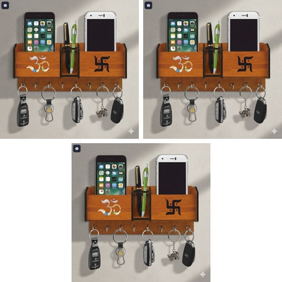 Z cross KEY HOLDER117 Wood Key Holder(7 Hooks, Brown)