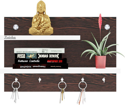 Zuicka Wall key holder wenge,white Wood, Steel Key Holder(5 Hooks, Brown, White)