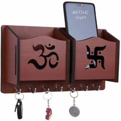 SAHDEV ENTERPRISES Wooden key holder for organizing and accessing your keys easily. Wood Key Holder(7 Hooks, Brown)