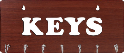 SEHAZ ARTWORKS KEYS-Brown Wood Key Holder(7 Hooks, Brown)