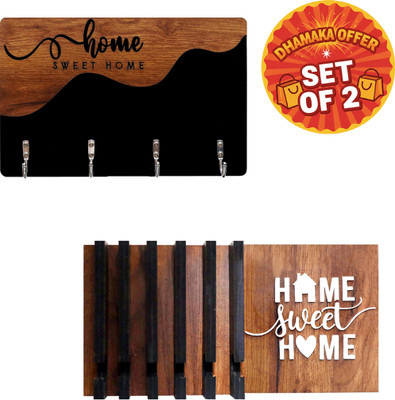 Canvibe KEY HOLDER59(2000) Wood Key Holder(4 Hooks, Brown)