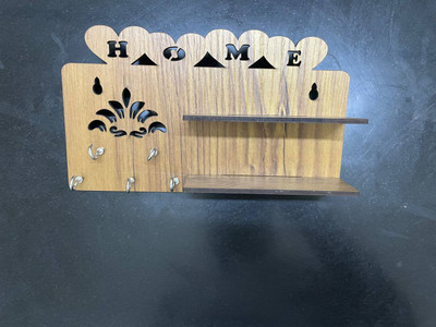 BULLSHOT 4HEART 2WALL SHELF KEY HOLDER Wood Key Holder(5 Hooks, Beige)