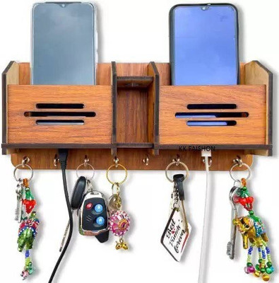 Echowood Wooden Wall-Mounted Key Holder for Home, Office, and Entryway Decoration Wood Key Holder(8 Hooks, Brown)