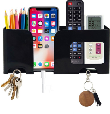 DSNS Mobile Charging Stand Keychain & Remote Holder, Pen-Pencil Organizer Pack OF 1 Plastic Key Holder(2 Hooks)