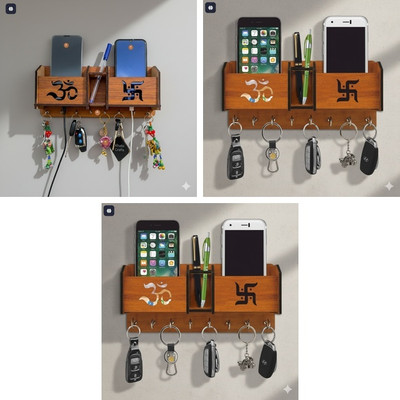 Z cross KEY HOLDER131 Wood Key Holder(7 Hooks, Brown)
