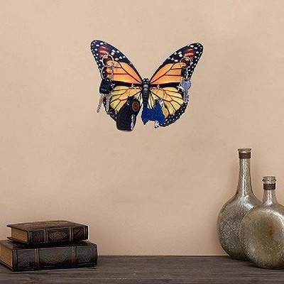 pinkparifashion Wooden Butterfly Key Holder for Home Wall Office /Wall With 6 Hooks Stand Holder Wood Key Holder(6 Hooks, Yellow)