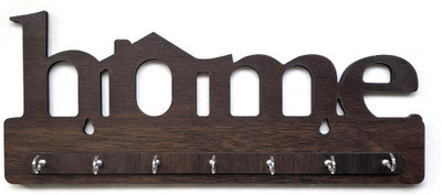 likvera HOME_BROWN_KEY Wood Key Holder(7 Hooks, Brown)