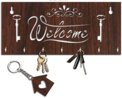 nayan Beautiful Wooden Key Holder Design 96 Wood Key Holder(7 Hooks, Brown)