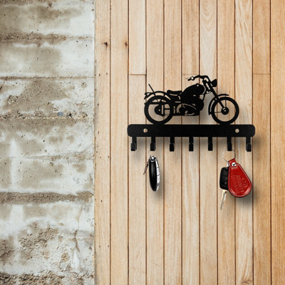 CAPIO ART METAL CUT DESIGNER/DURABLE Iron Key Holder(7 Hooks, Black)