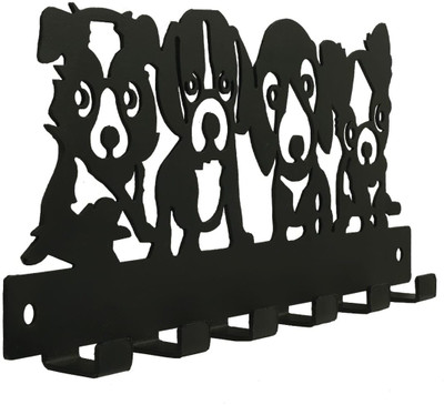 GPNW Stylish Key Holder Wall Key Stand Key Hanger for Home, Office Iron Key Holder(6 Hooks, Black)