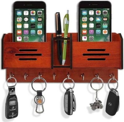 Kaynka Wood Key Holder(8 Hooks, Brown)