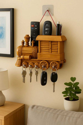 iwish iWish Multi-Purpose Key Holder | Home & Office Décor Plastic Key Holder(5 Hooks, Brown)