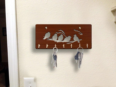 JaipurCrafts Designer 7 Hooks For Home/Wall Decor Wood Key Holder(7 Hooks, Brown)