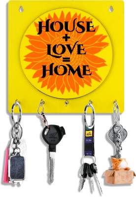 Suveharts Wood Key Holder(5 Hooks, Orange)