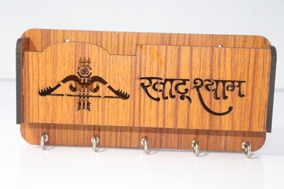 Tanmay Prime Tanmay Prime - Khatu Shyam Key Holder - Wood Key Holder(5 Hooks, Brown)