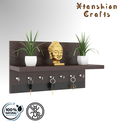 Xtenshion Crafts Xtenshion Crafts Wooden Wall Mount Key Holder Key holder for home Wood Key Holder(7 Hooks, Brown)