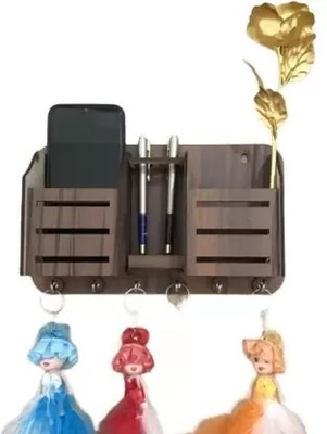 Unnati times Two Box Key Holder & Mobil Key holder Wood Key Holder(6 Hooks, Multicolor)