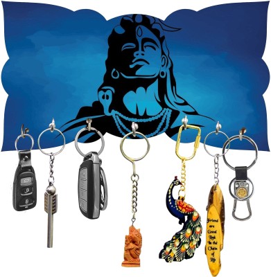 VOMI Lord shiva wooden key holder for office home school factory hotel pack 1 Wood Key Holder(7 Hooks, Multicolor)