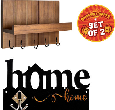 Canvibe KEY HOLDER127(1200) Wood Key Holder(4 Hooks, Brown)