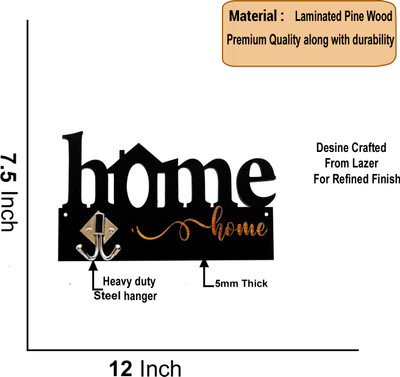 Canvibe KEY HOLDER51(2000) Wood Key Holder(4 Hooks, Brown)