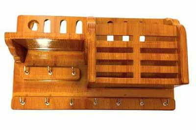 Super HK Key holder for home / office / kitchen/Mobile stand cum Wood Key Holder Plastic Key Holder(10 Hooks, Brown)