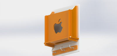 STIMULUS MOBILE STAND WITH KEY HOLDER Acrylic, Brass Key Holder(3 Hooks, Orange)