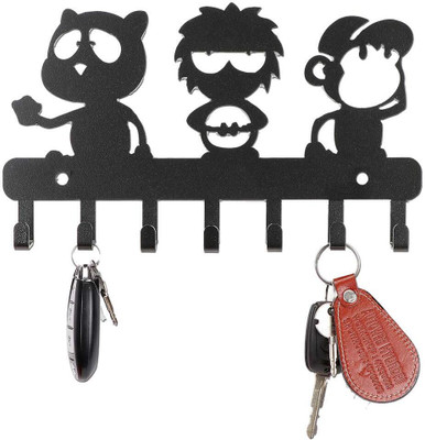 CAPIO ART METAL CUT DESIGNER/DURABLE KEY holders Iron Key Holder(7 Hooks, Black)