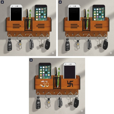 Kanak KEY HOLDER133 Wood Key Holder(7 Hooks, Brown)
