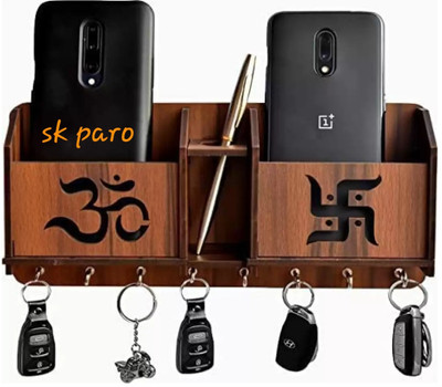 Key holder/key hanger wall decor and mobile stand Wood Key Holder(8 Hooks, Brown)