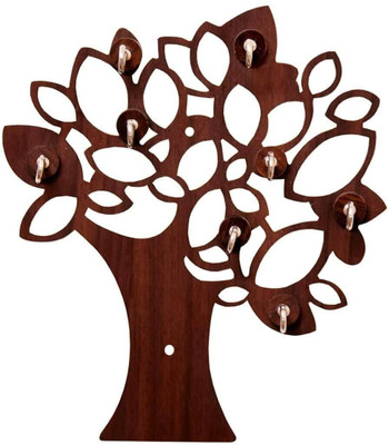 Shivika Crafts Wooden Key Holder For Home Decor, Living Room, Keys Stand Wood Key Holder(8 Hooks, Brown)