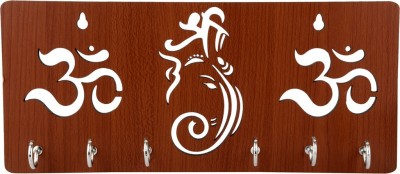 SEHAZ ARTWORKS Om_Ganesha-KeyHolder Wood Key Holder(7 Hooks, Brown)