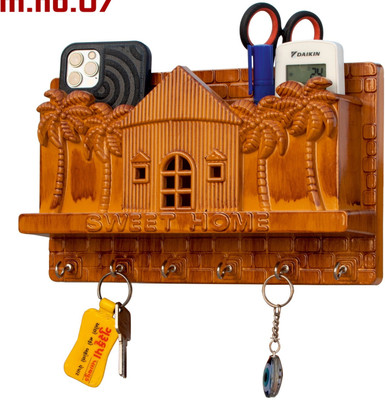 SHAKTICLOCK Ky07 Plastic Key Holder(6 Hooks, Brown)