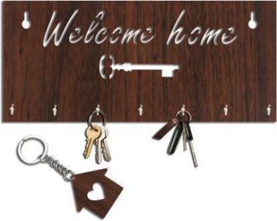 rudra enterprises Wooden key holder for organizing and accessing your keys easily. Wood Key Holder(7 Hooks, Brown)