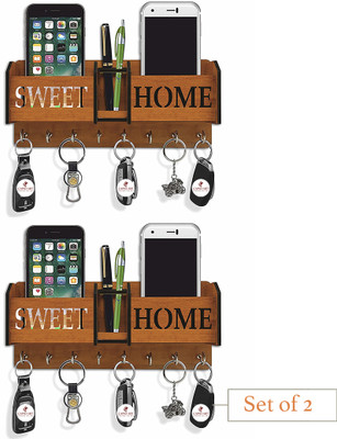 CAPIO ART SWEET HOME DESIGNER KEY HOLDER Wood Key Holder(8 Hooks, Brown)