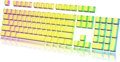 Etzin Pudding PBT Keycaps 129 Double Shot Gaming Keyboard (Yellow)(EPL-936KM) Desktop Keyboard Replacement Key