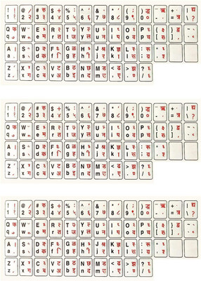 Red Champion Hindi-English Typing Sticker for Desktop & Laptop Water Proof (Pack of 3Pcs) Universal DELL/HP/Pro DOT Keyboard Skin(White)