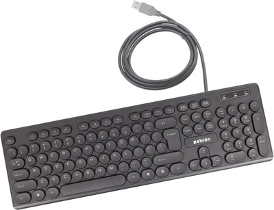 zebion Blitz Roundkey USB Keyboard, Unexpectedly Smoooth, Slim design, 1 Year Warranty, Desktop/Laptop, Keyboard Skin(Black)